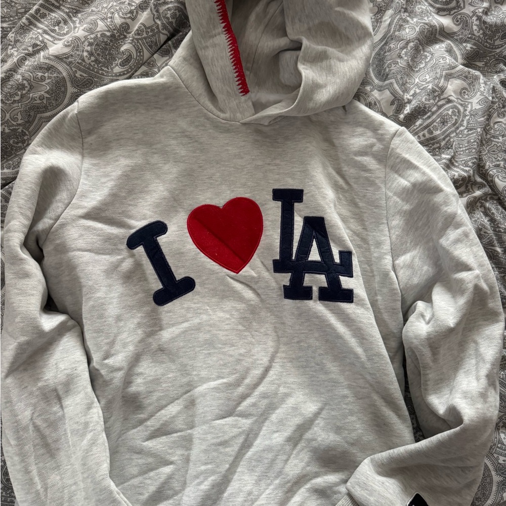 Madhappy Gray Hoodie with Red Stitching